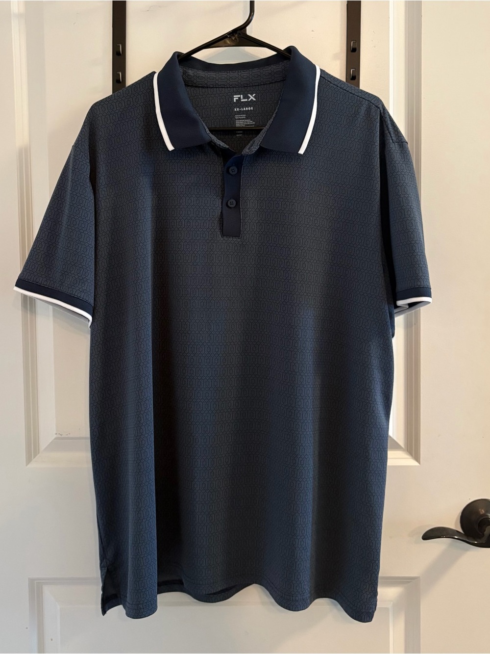 FLX Men's Navy Polo with White Contrast Trim